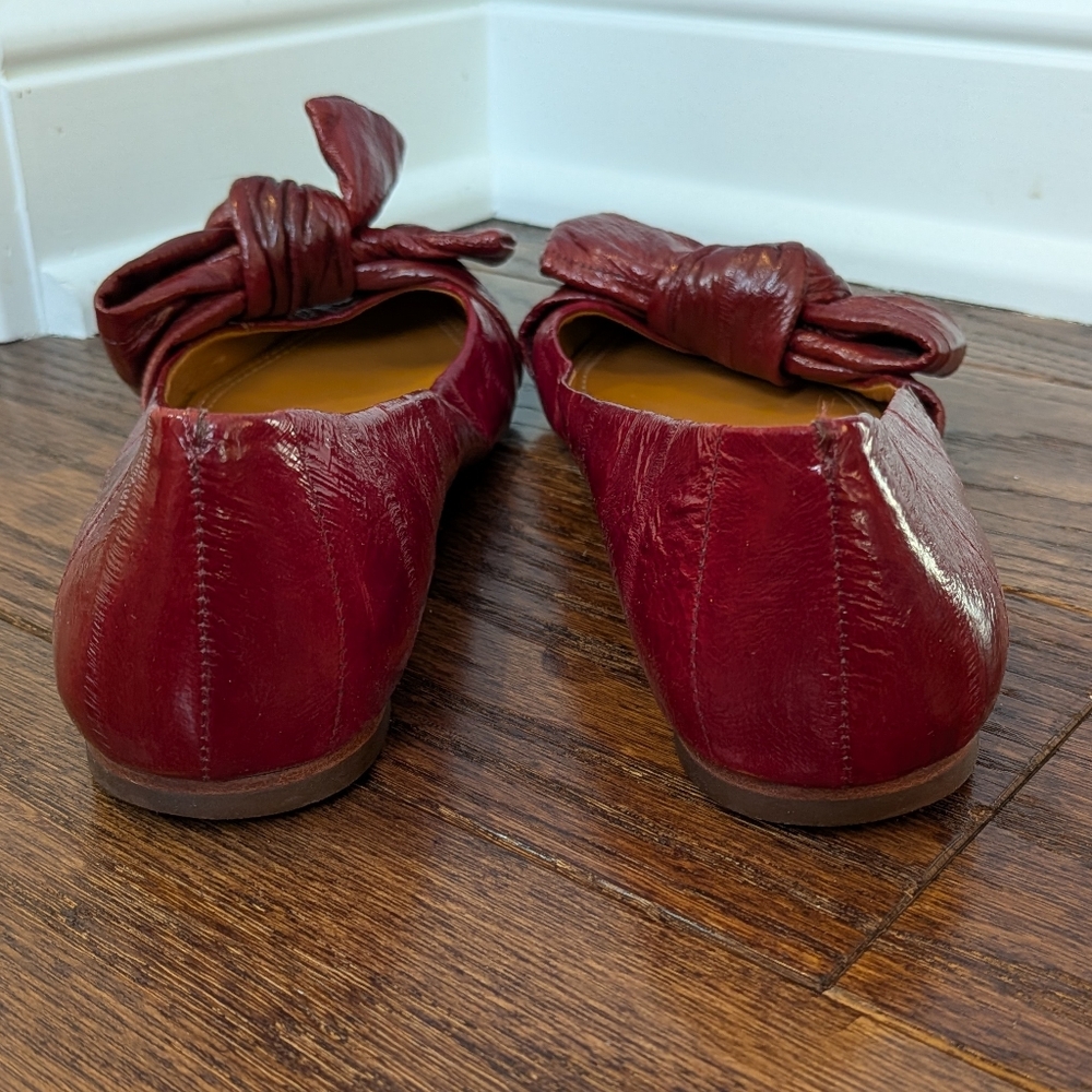 Tory Burch Women's Burgundy Red Knotteed Bow Pointed Toe Flats 6.5 - Picture 4 of 9